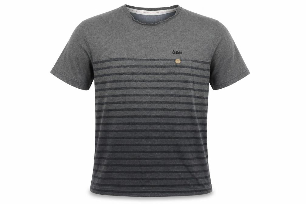 Lee Cooper Men's Grey Striped Crew Neck Short Sleeve T-Shirt Size S
