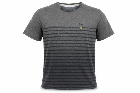 Lee Cooper Men's Grey Striped Crew Neck Short Sleeve T-Shirt Size S