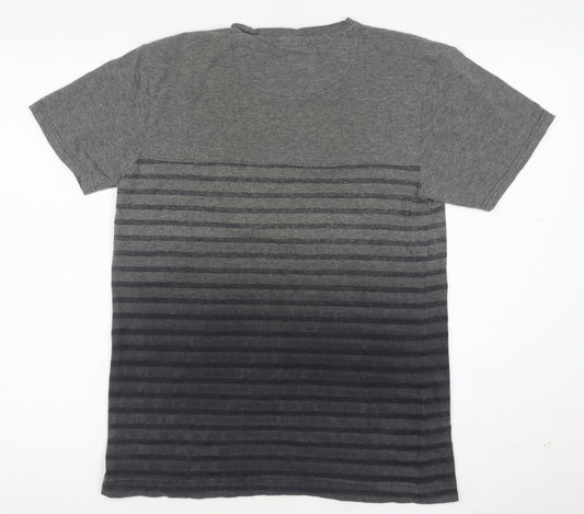 Lee Cooper Men's Grey Striped Crew Neck Short Sleeve T-Shirt Size S