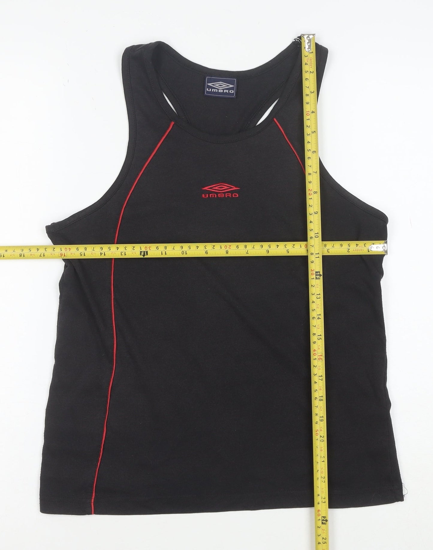 Umbro Men’s Black Sleeveless Sports T-Shirt Size S Cotton Stretch