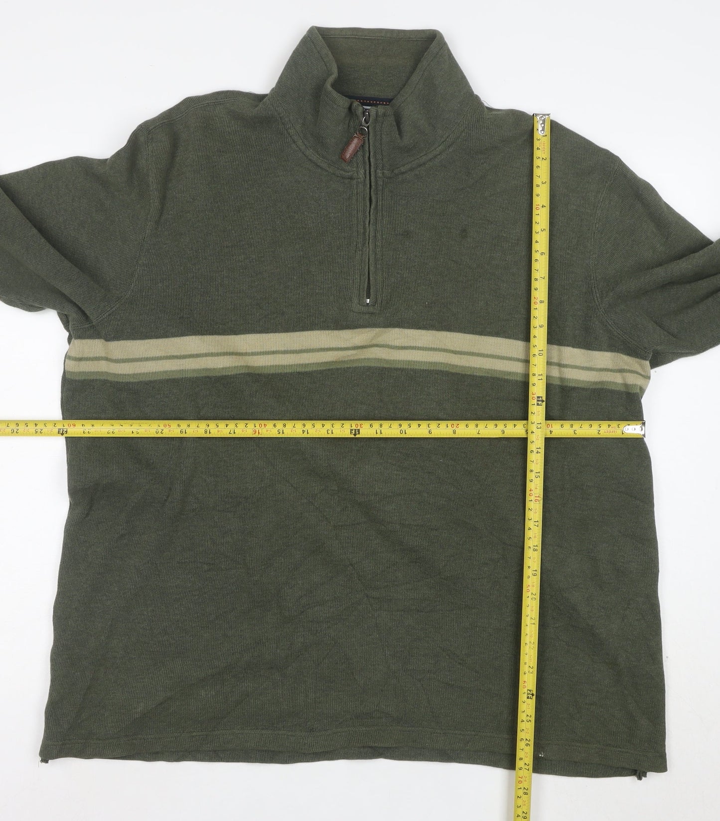 Denver Hayes Men’s Green XL 1/4 Zip Cotton Knit Sweatshirt