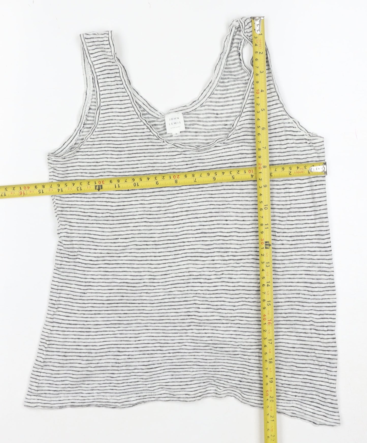 John Lewis Women’s White Striped Linen Tank Top Size 8 Camisole