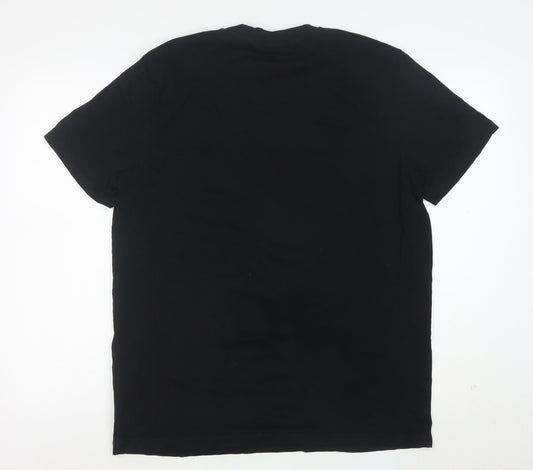 FILA Men's Black Cotton Short Sleeve Crew Neck Sports T-Shirt L