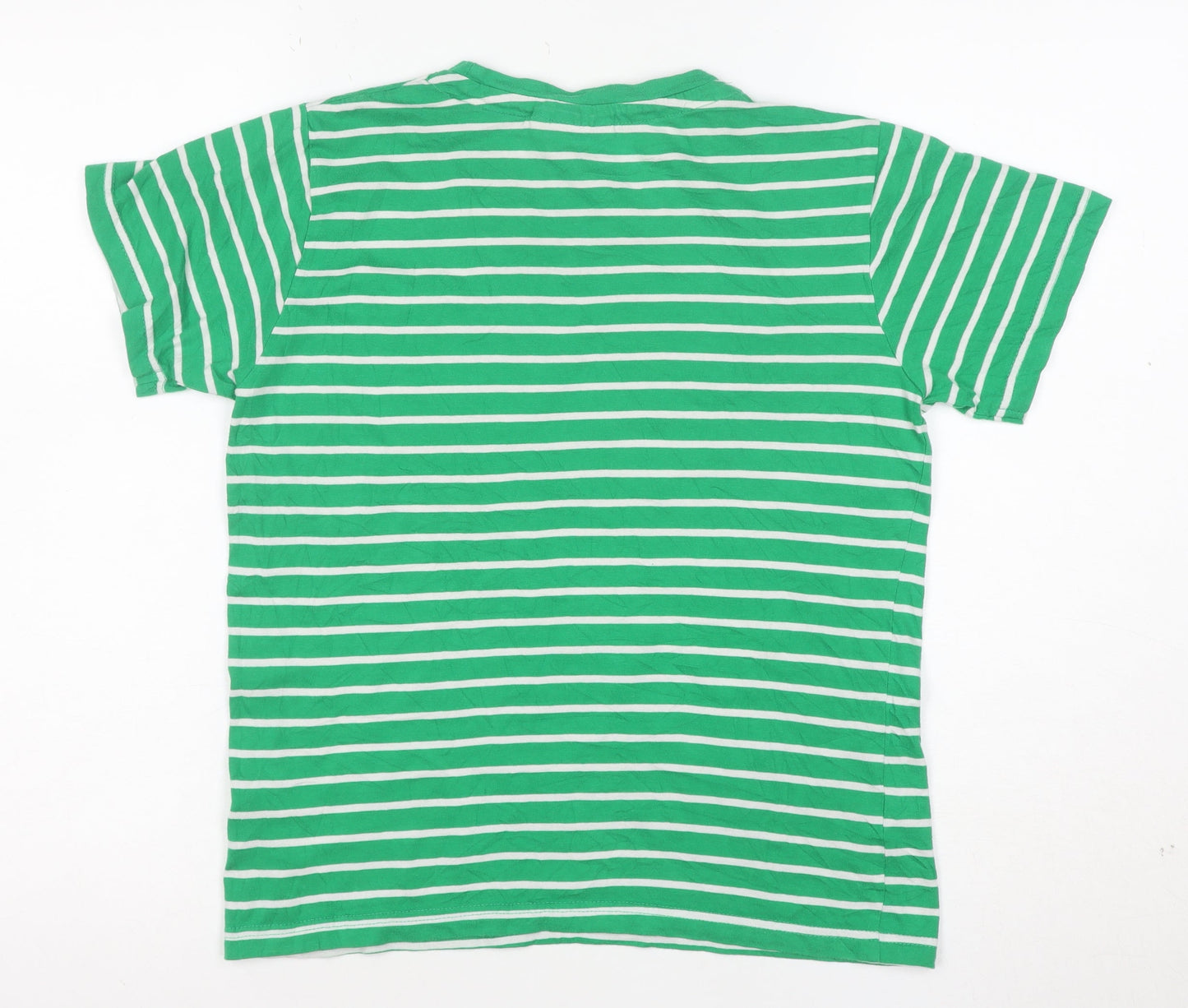 Lee Cooper Girls Green White Striped T-Shirt Age 11-12 Years 100% Cotton