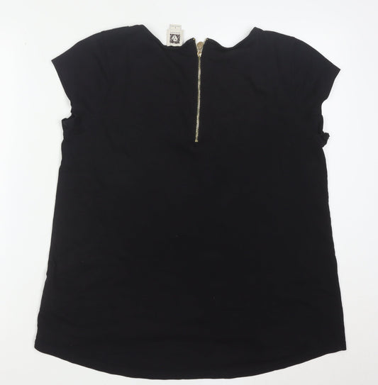 Anne Klein Women’s Black Striped Zip Back Tunic Blouse Size L