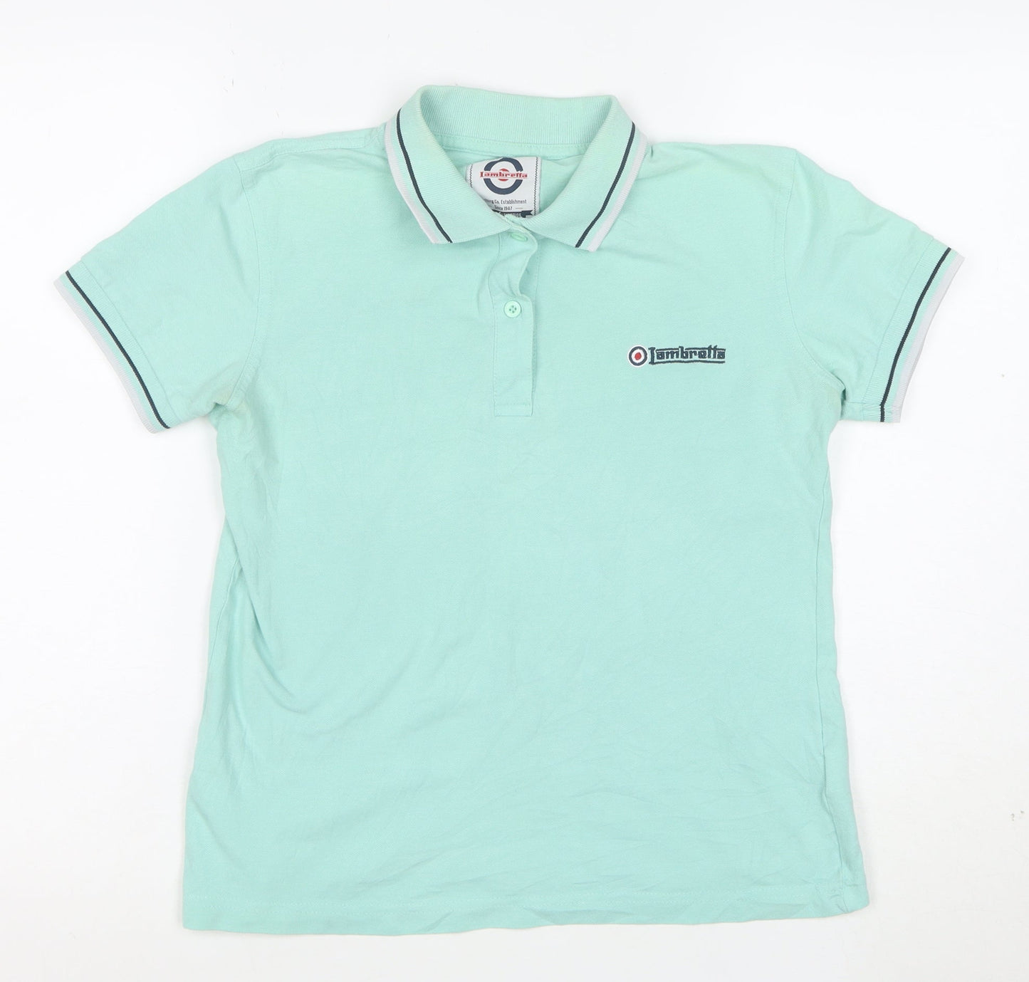 Lambretta Boys Green 14 Years Polo Shirt Cotton Short Sleeve Casual Top