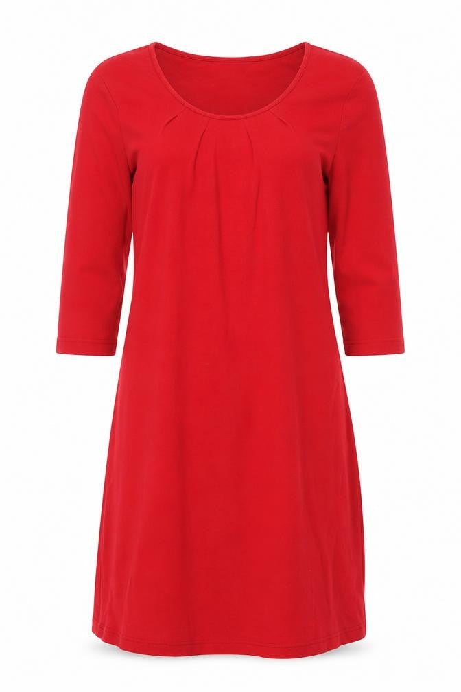 Adini Women Red Cotton Knee Length Shift Dress Size S