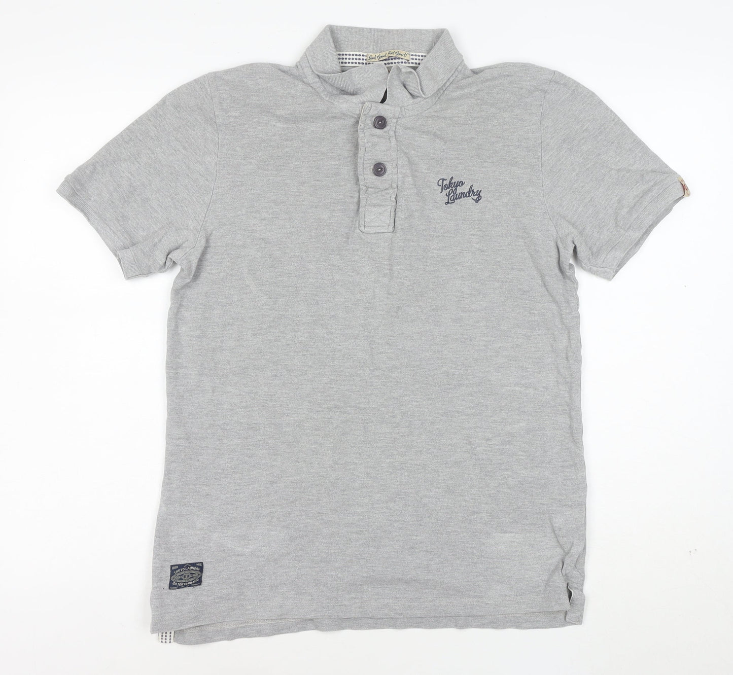 Tokyo Laundry Men's Grey Regular Fit Short Sleeve Polo Shirt L
