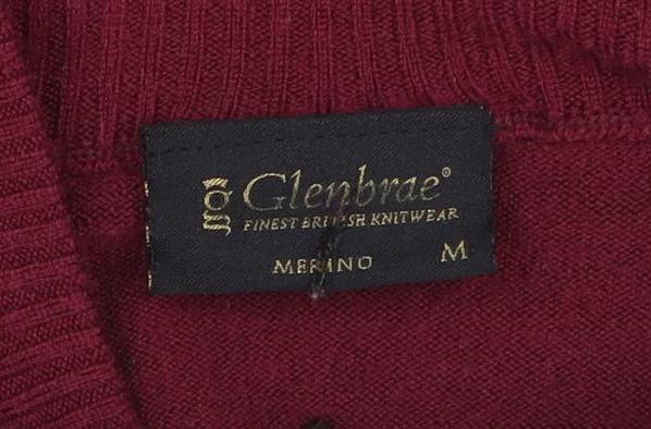 Glenbrae Men Red Merino Wool 1/4 Zip Mock Neck Jumper Size M