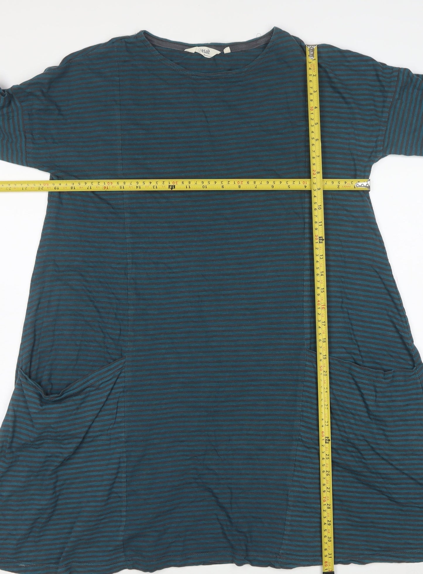 Seasalt Women Blue Striped Cotton A-Line Dress Size 12