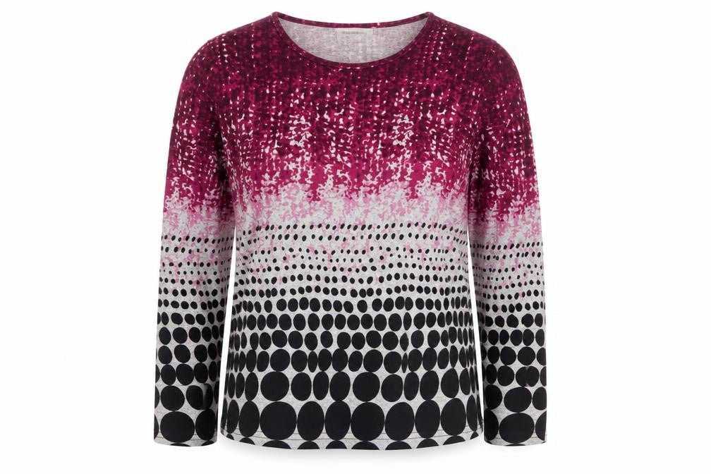 Bassini Womens Multicoloured Polka Dot Long Sleeve Top Size M