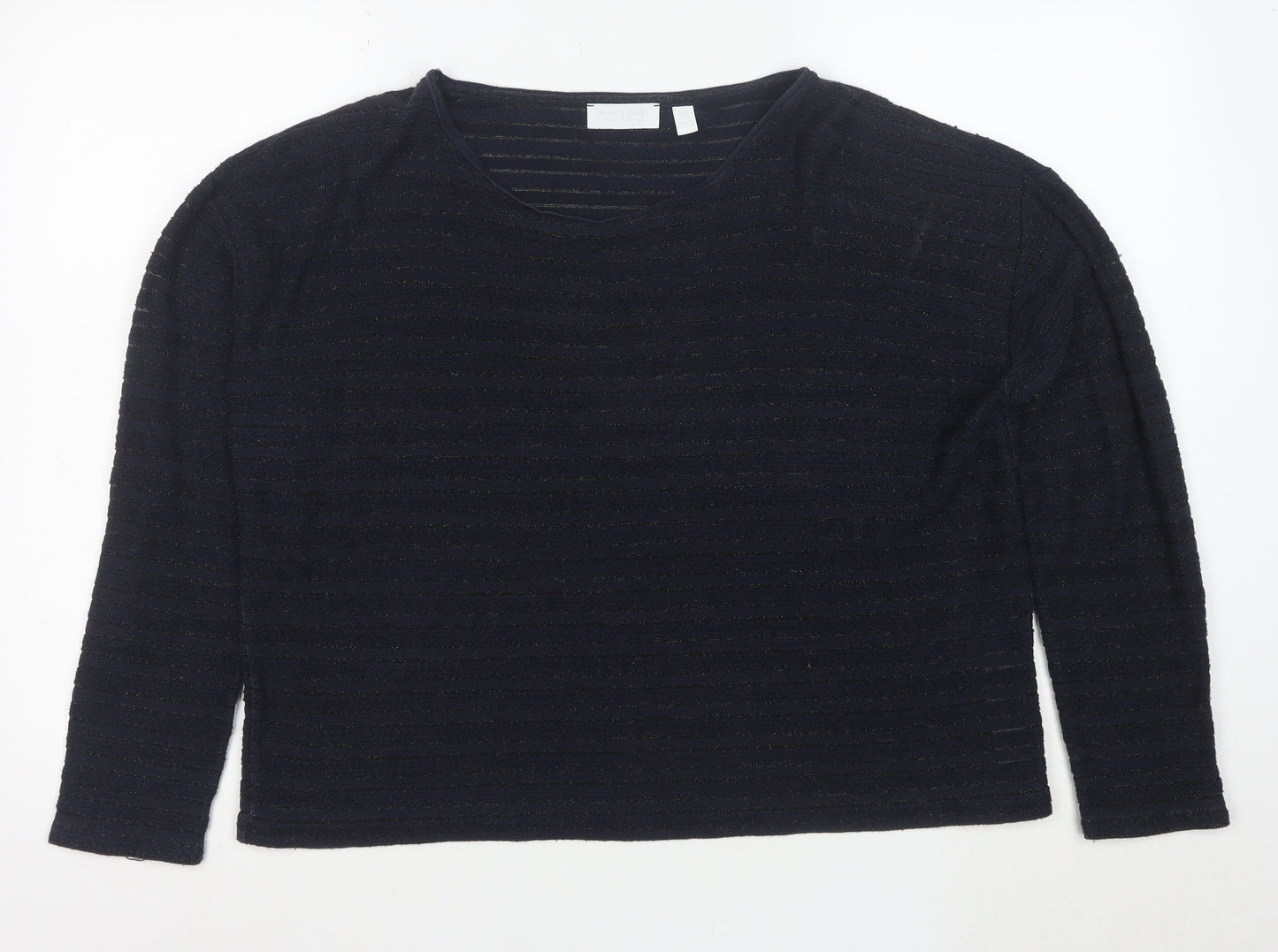 White Label Women’s Blue Striped Knit Jumper Size 16 Round Neck