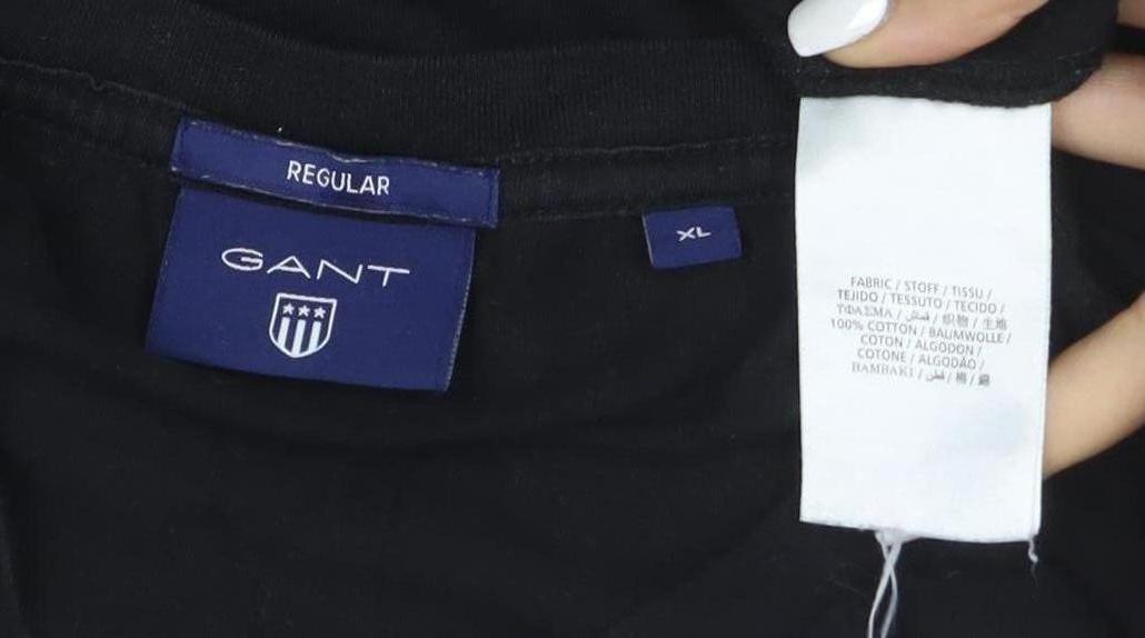 GANT Men's Black Regular Fit Cotton Crew Neck T-Shirt XL