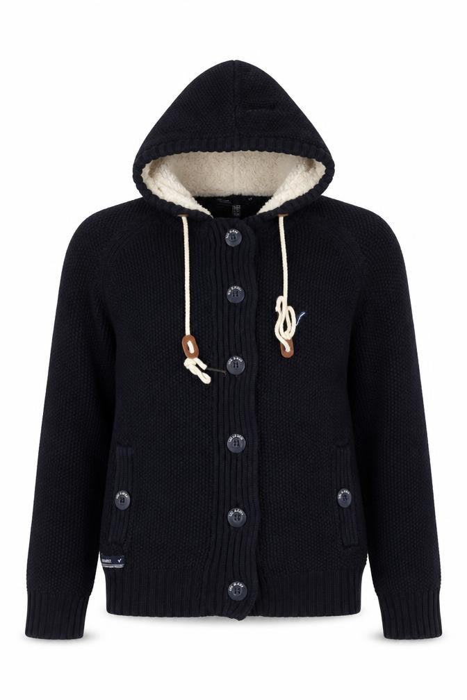 Voi Jeans Co. Women's Black Size 12 Hooded Button Knit Cardigan
