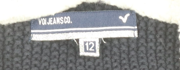 Voi Jeans Co. Women's Black Size 12 Hooded Button Knit Cardigan