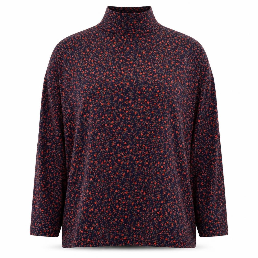 Marks & Spencer Women’s Blue Floral Roll Neck Long Sleeve T-Shirt Size 18