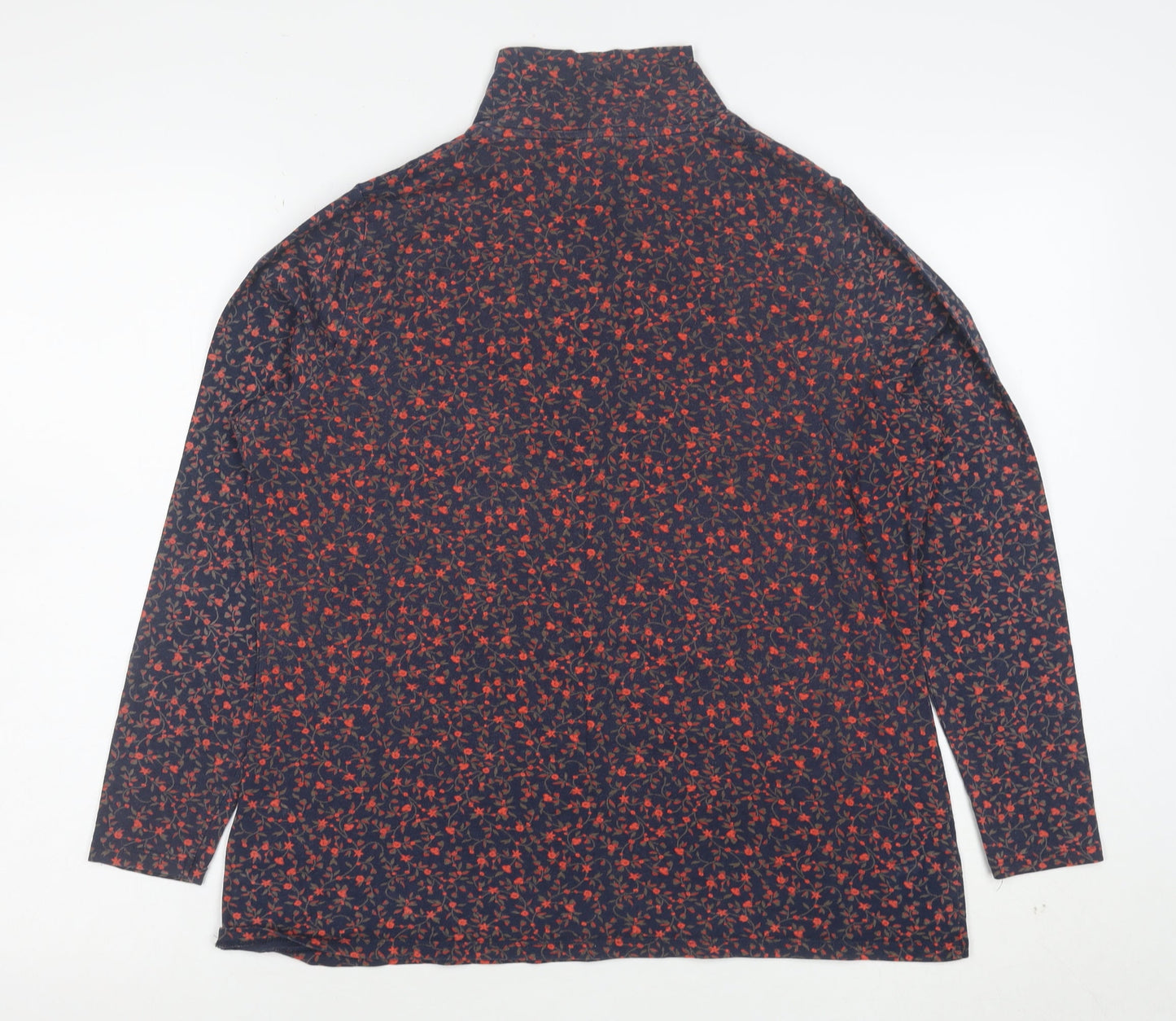 Marks and Spencer Women’s Blue Floral Roll Neck Long Sleeve T-Shirt Size 18