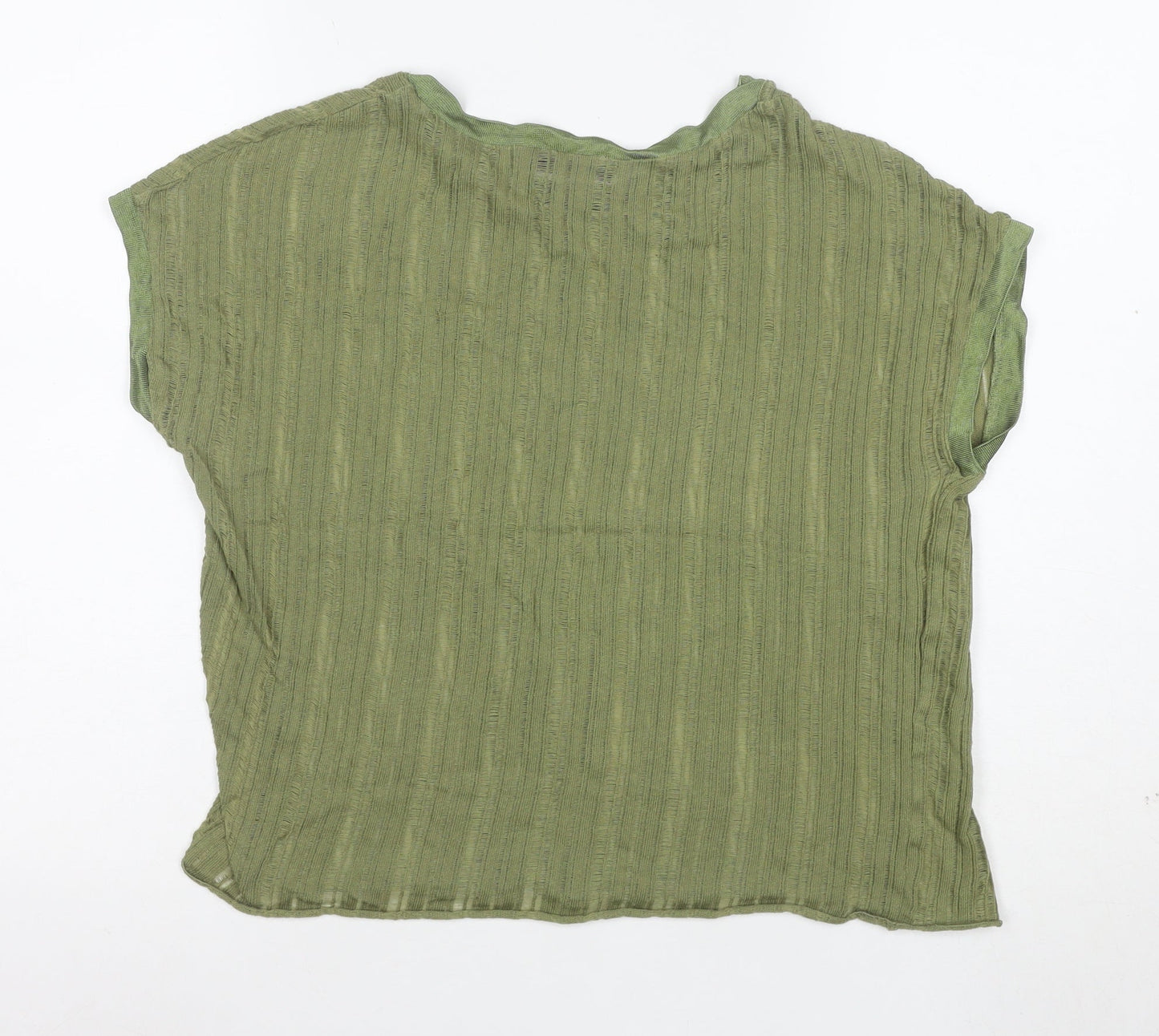 Stradivarius Women’s Green Basic Short Sleeve Cotton T-Shirt Size S
