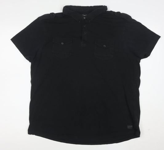 Firetrap Men's Black 2XL Cotton Short Sleeve Polo Shirt