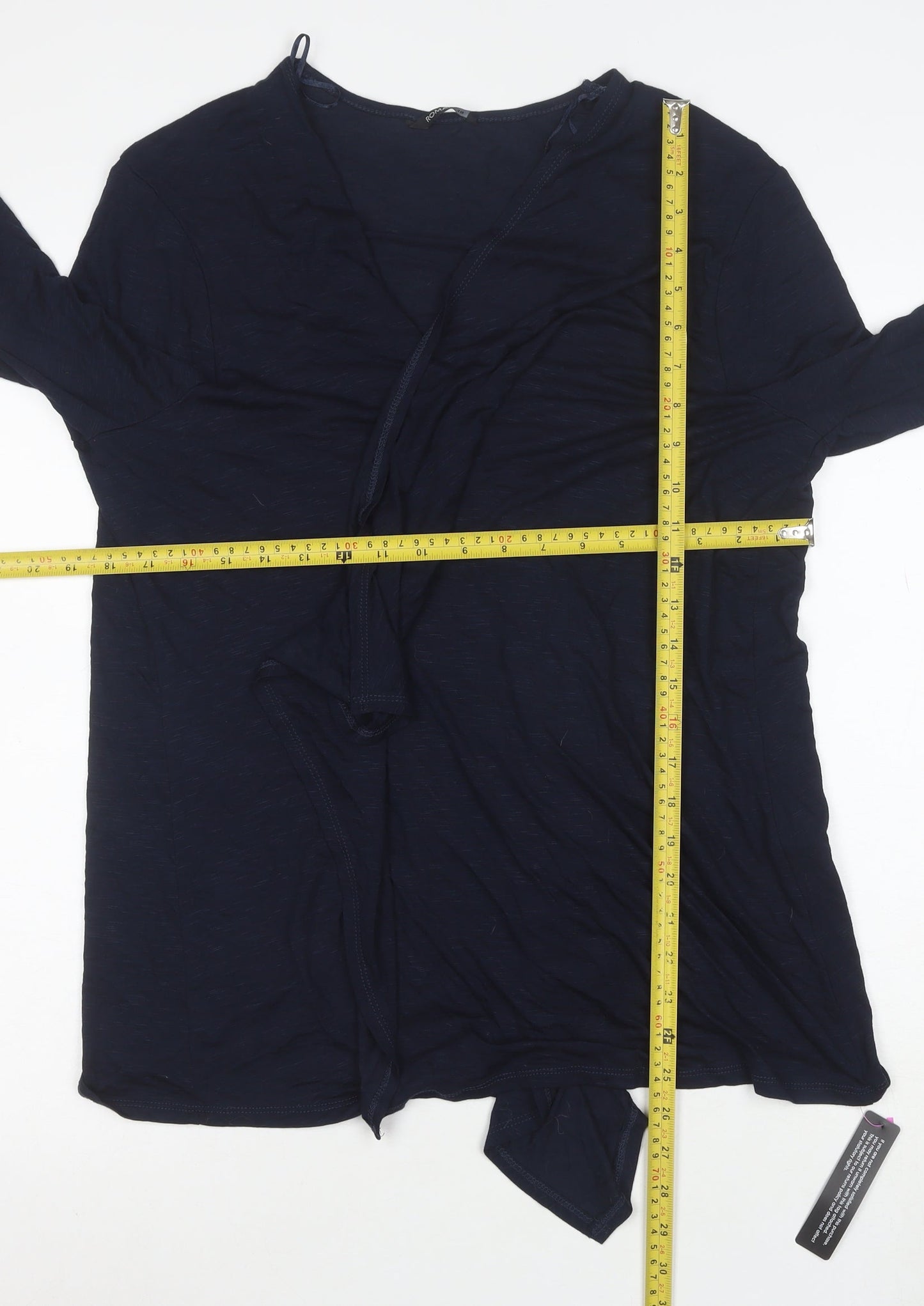 Roman Women's Blue Wrap Jersey Long Sleeve Blouse Size 18