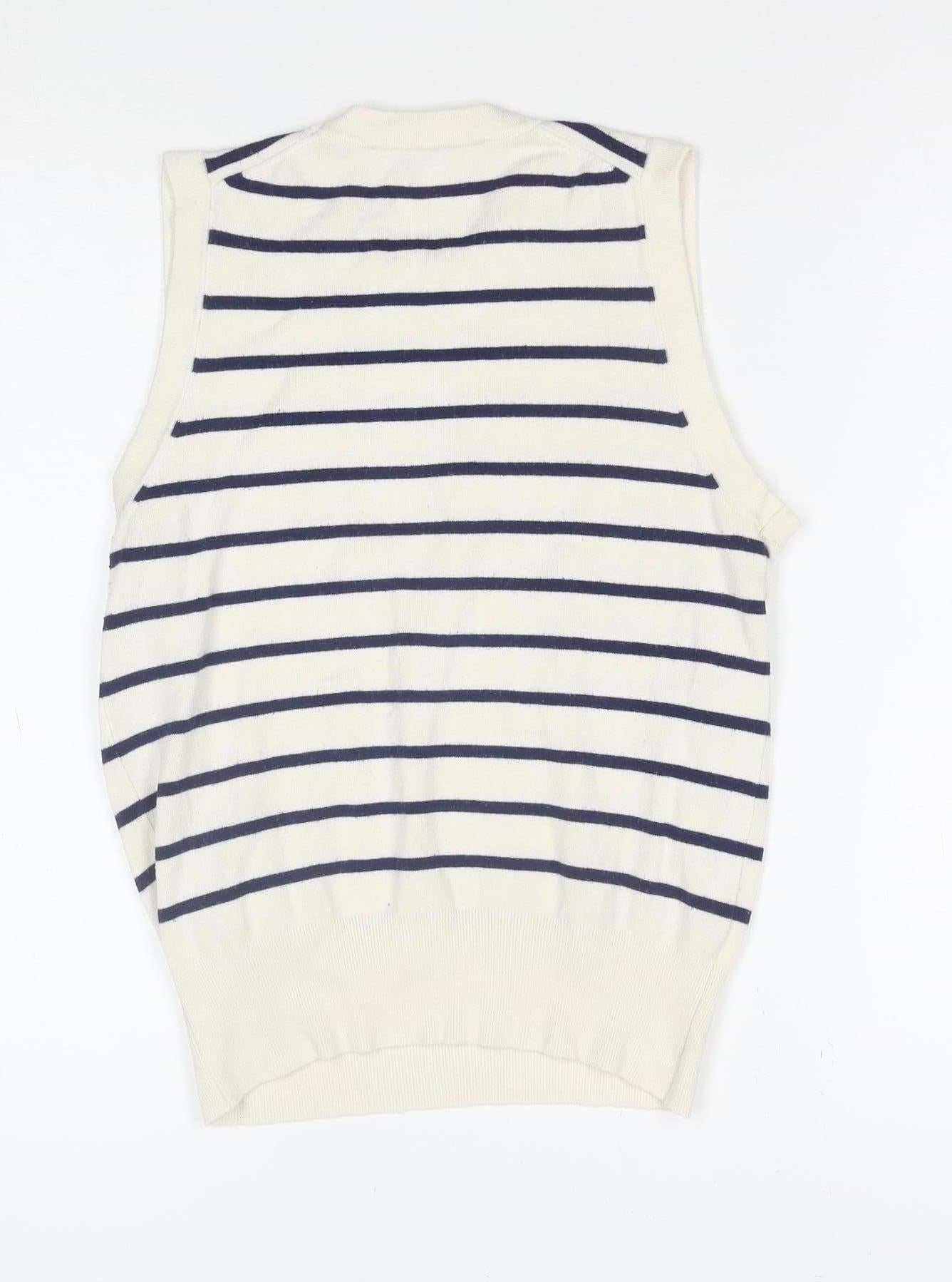 Zara Women Ivory Striped Knit Sleeveless Tank Top Size 8