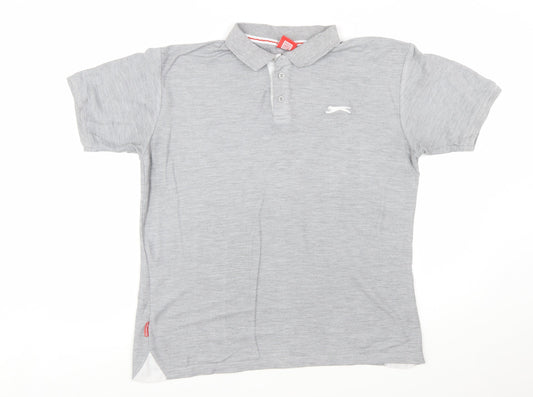 Slazenger Men's Grey Regular Fit Short Sleeve Polo Shirt Size L