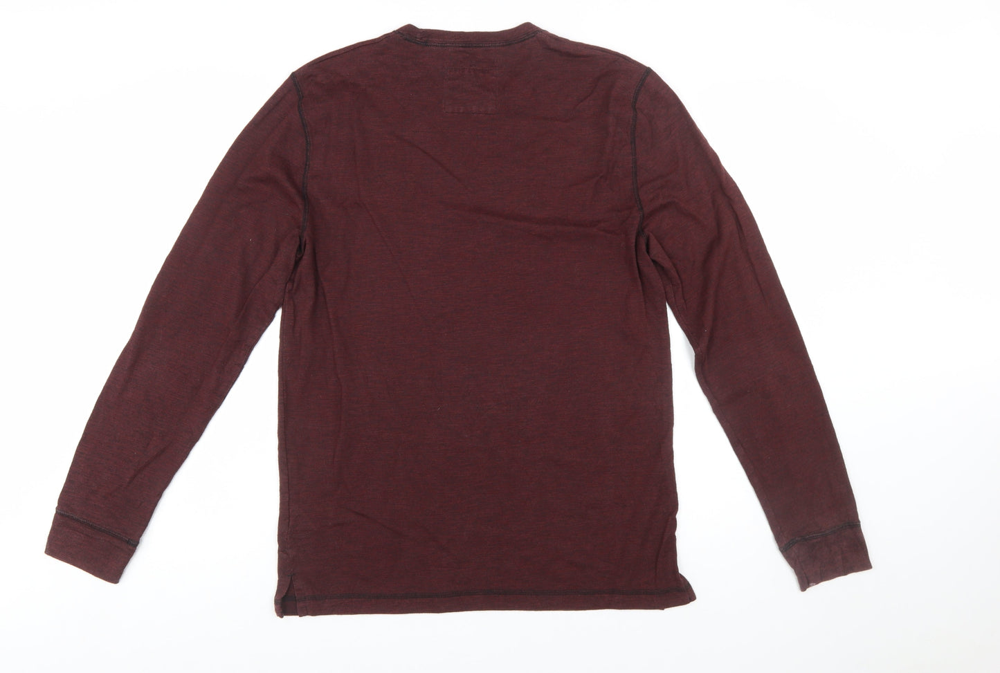Hollister Men’s Brown Long Sleeve Crew Neck Cotton Blend T-Shirt M