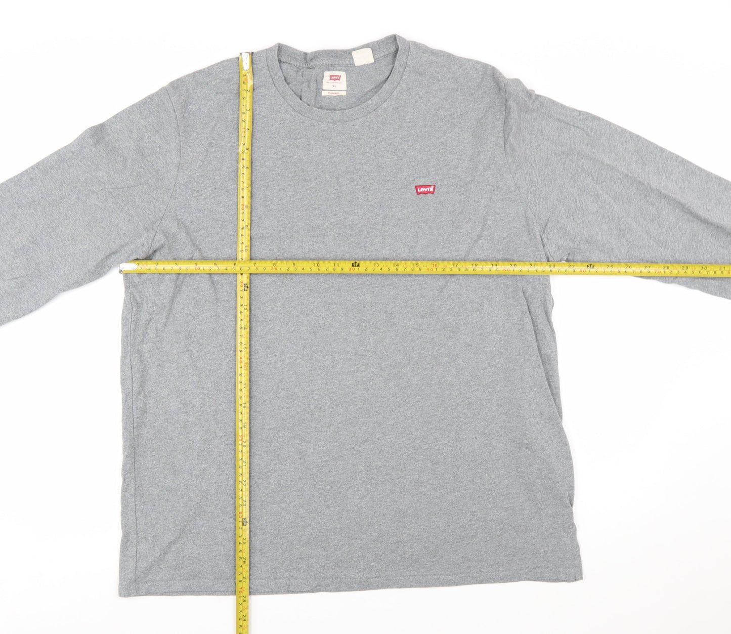 Levi's Men's Grey Long Sleeve Crew Neck Cotton T-Shirt XL