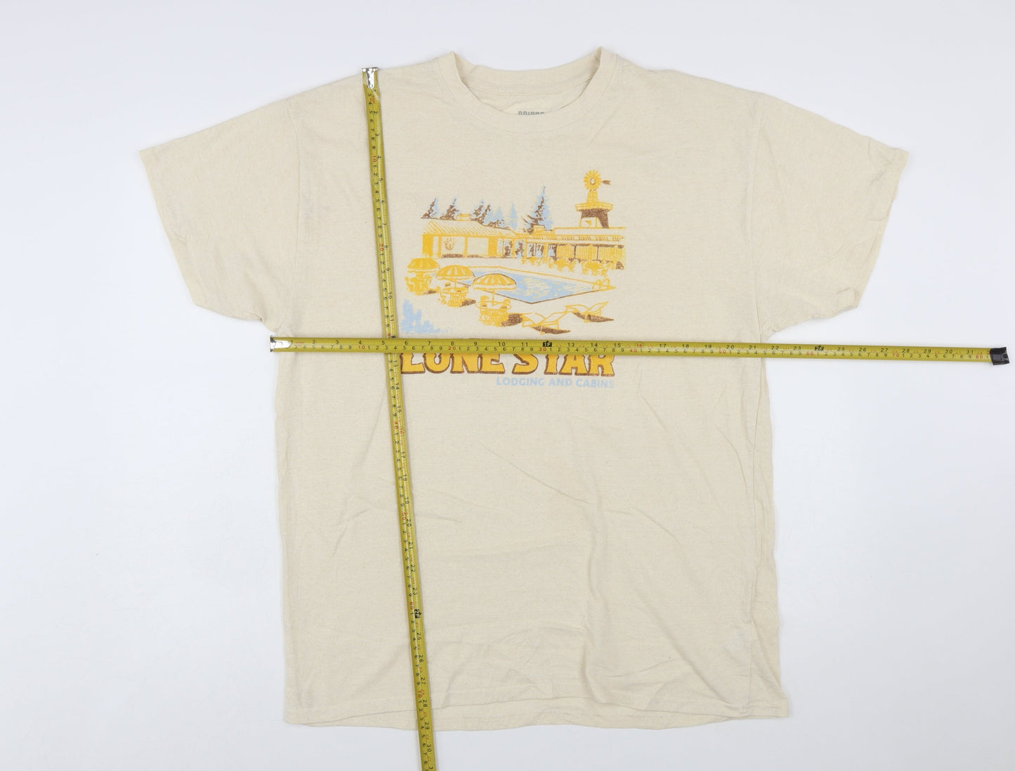 Brisco Brands Men's Beige Lone Star Graphic Retro T-Shirt XL