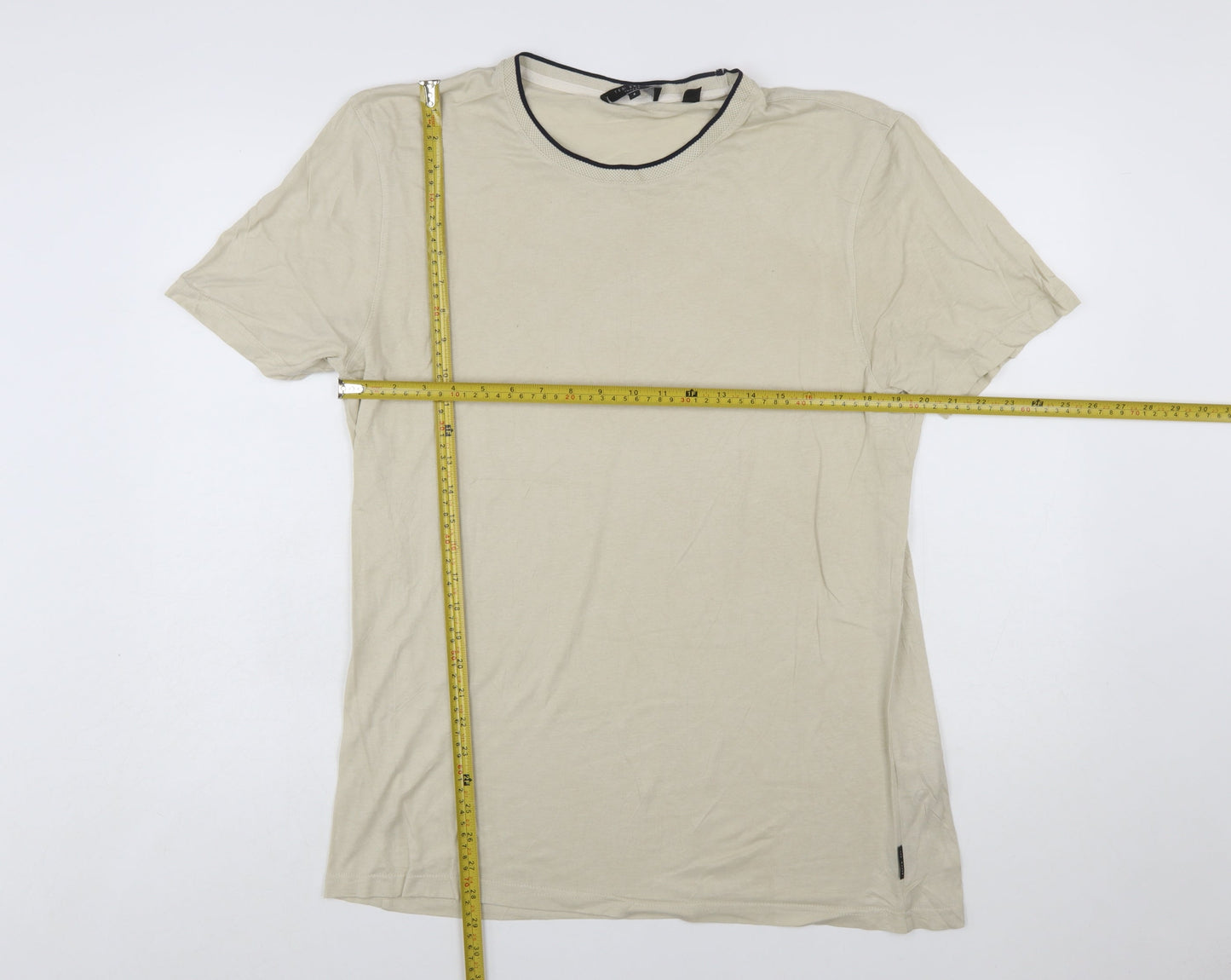 Ted Baker Men's Beige Crew Neck Short Sleeve T-Shirt Size L