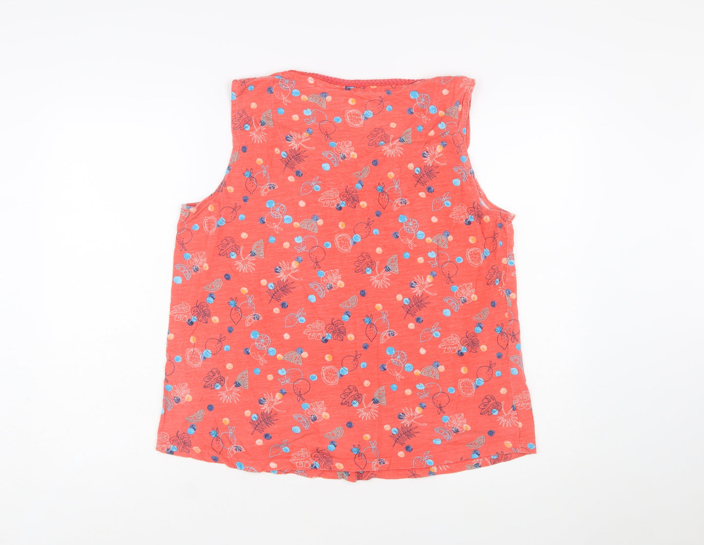 Mantaray Women’s Orange Floral Cotton Sleeveless Tunic Top Size 16