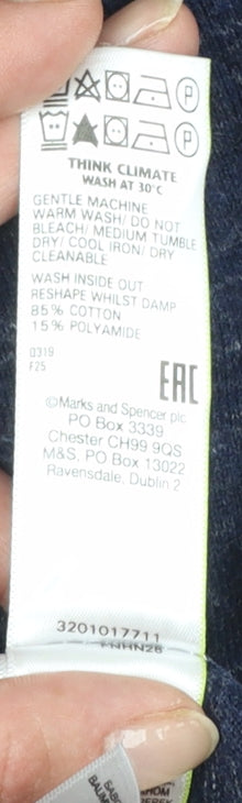 Marks and Spencer Men's Blue Cotton Henley Jumper Size L
