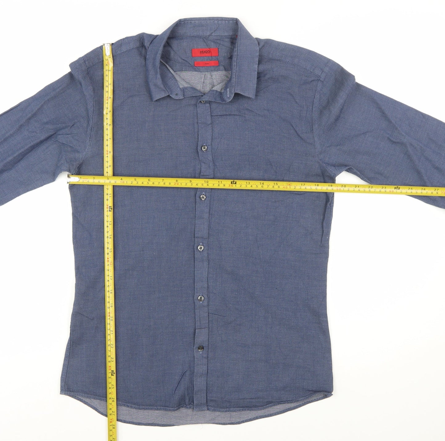 Hugo Boss Men's Blue Slim Fit Long Sleeve Cotton Shirt M