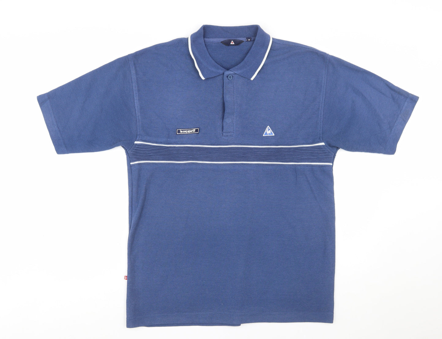 Le Coq Sportif Men's Blue Striped Polo Shirt Size M