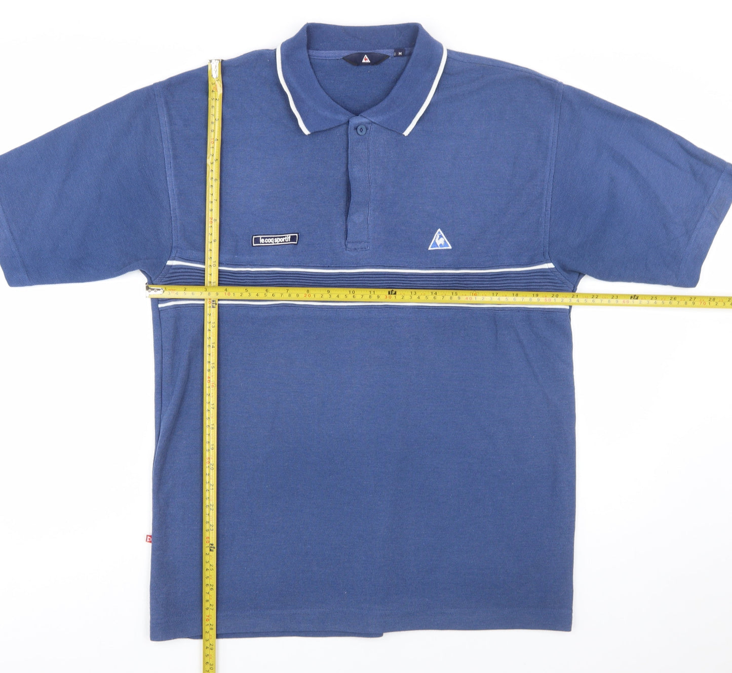 Le Coq Sportif Men's Blue Striped Polo Shirt Size M