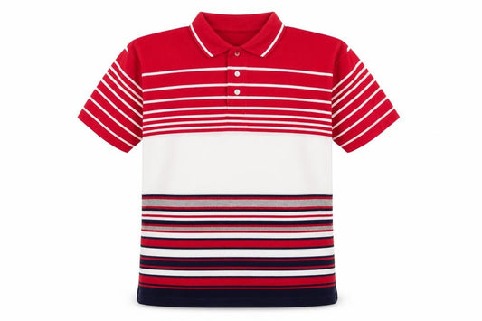 Felicia Men's Multicoloured Striped Cotton Polo Shirt Size L