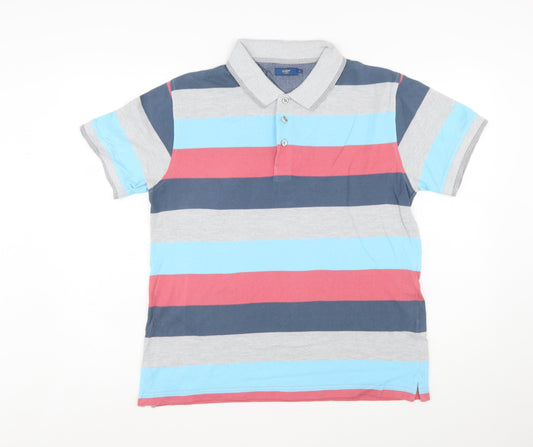 Cotton Traders Men's Multicoloured Striped Polo Shirt Size M