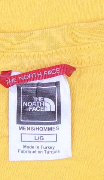The North Face Men's Yellow Cotton Short Sleeve T-Shirt - Size L