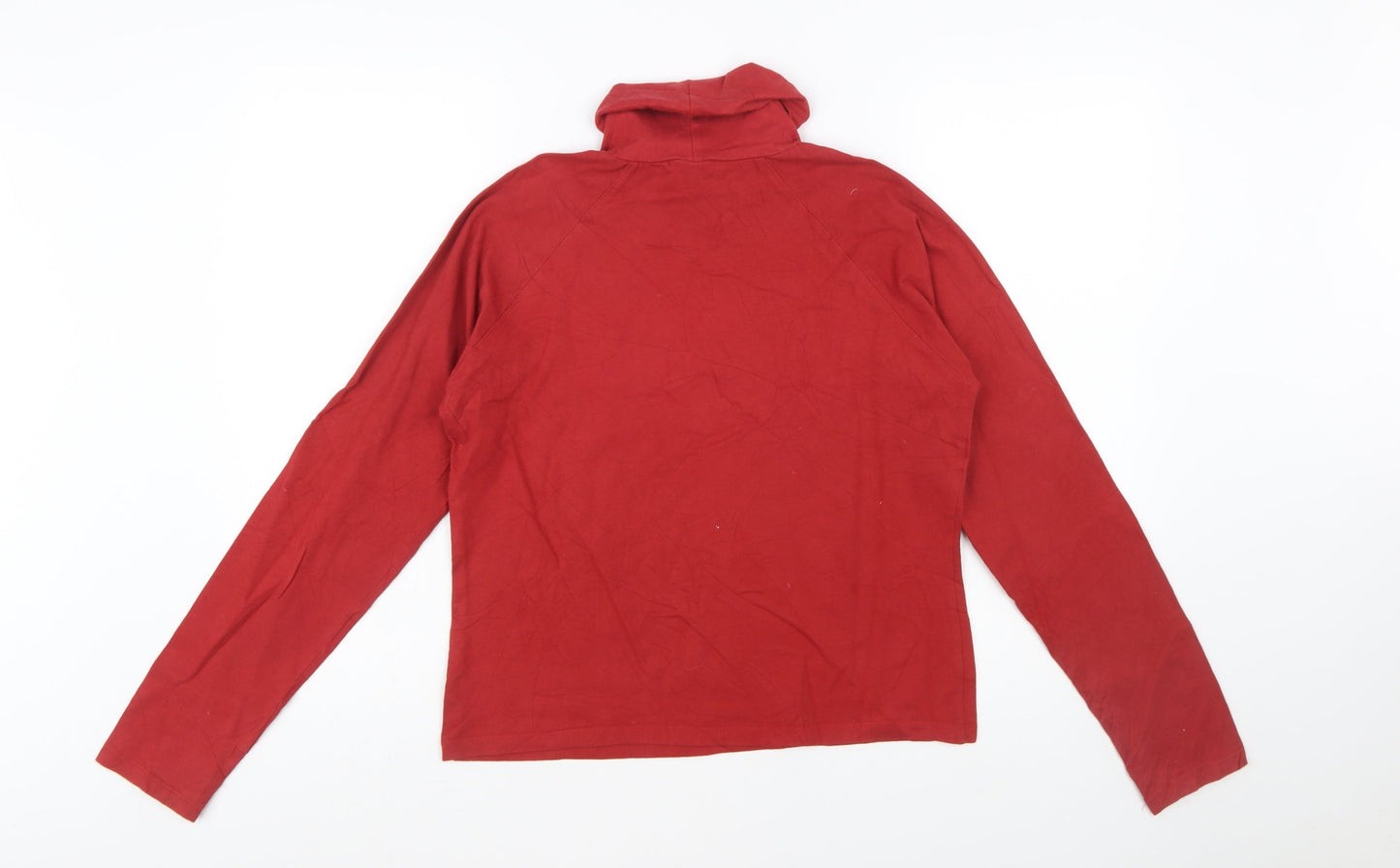 Tommy Jeans Women's Red Roll Neck Long Sleeve Basic Top L