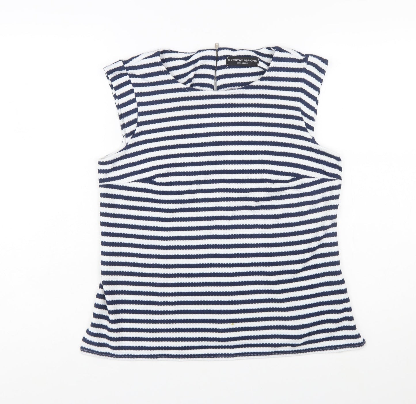 Dorothy Perkins Women Blue Striped Sleeveless Blouse Size 12
