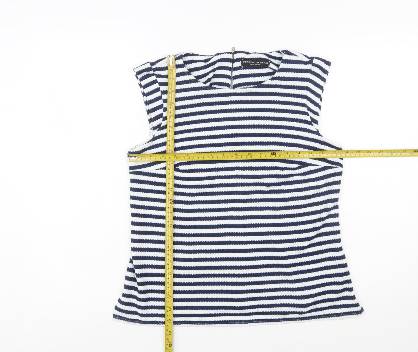 Dorothy Perkins Women Blue Striped Sleeveless Blouse Size 12