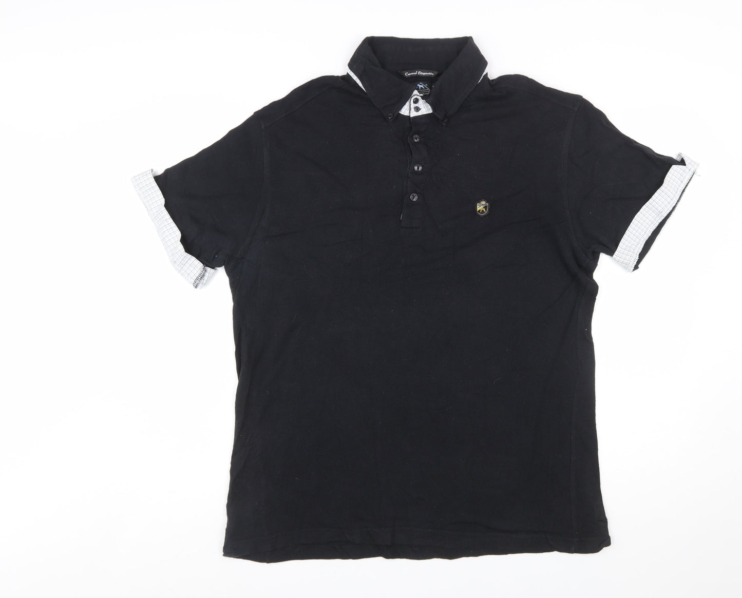 One True Saxon Men's Black XXL Short Sleeve Cotton Polo Shirt