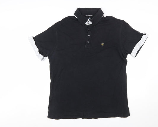 One True Saxon Men's Black XXL Short Sleeve Cotton Polo Shirt