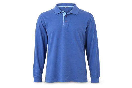 Cotton Traders Men's Blue Long Sleeve Polo Shirt Size S