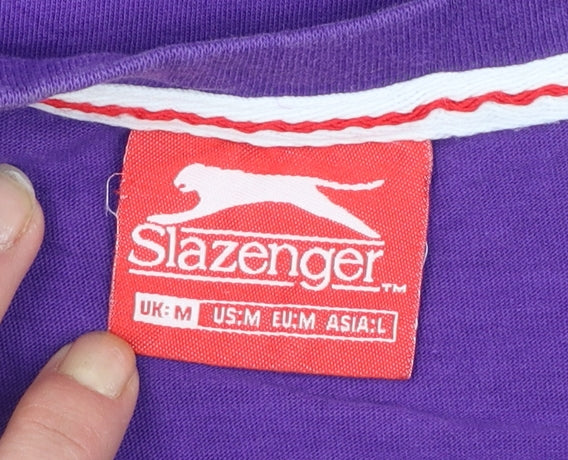 Slazenger Men's Purple Cotton Short Sleeve Crew Neck T-Shirt M
