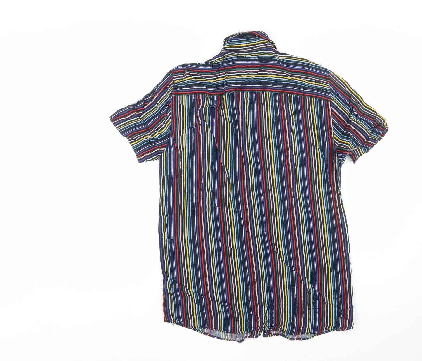 Topman Men's Multicoloured Striped Short Sleeve Button-Up Shirt Size M