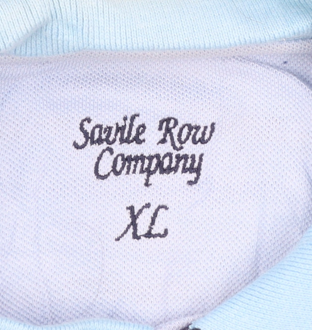 Savile Row Company Men’s Blue Striped Cotton Polo Shirt XL