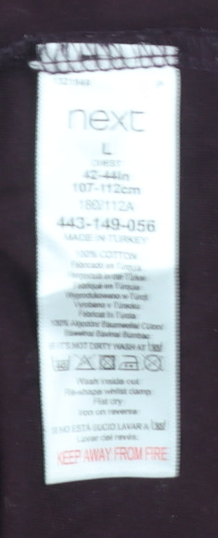 NEXT Men's Navy Burgundy Geometric Polo Shirt L Regular Fit 100% Cotton