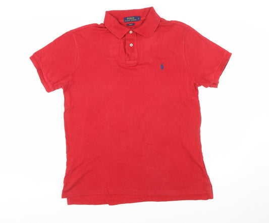 Ralph Lauren Men's Red Slim Fit Cotton Polo Shirt Size L