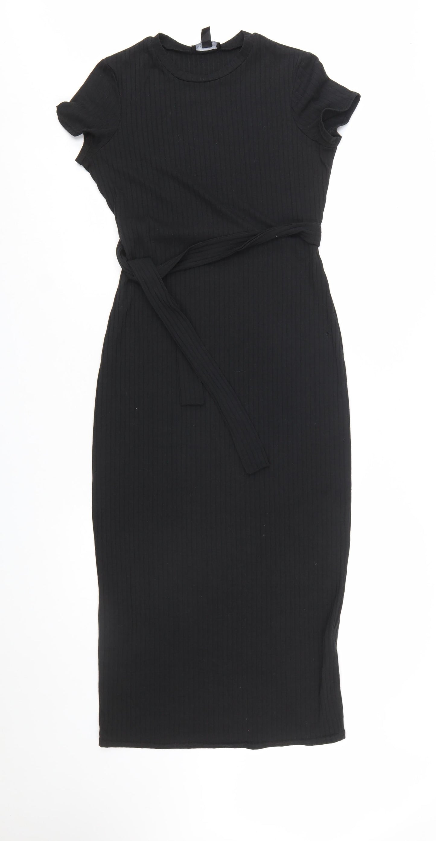 New Look Women’s Black Size 10 Bodycon Midi Belted Dress